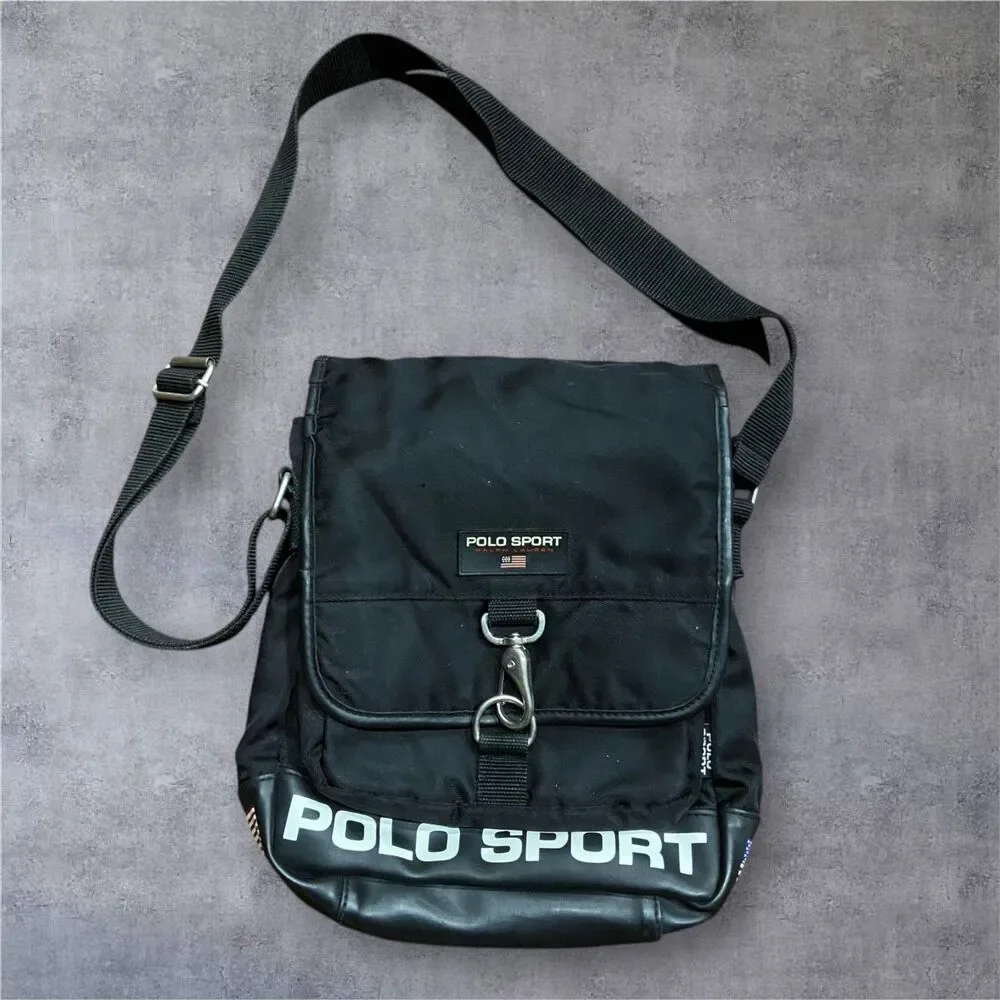 Polo Sport Ralph Lauren Vintage Crossbody Messenger Bag Black Unisex One Size